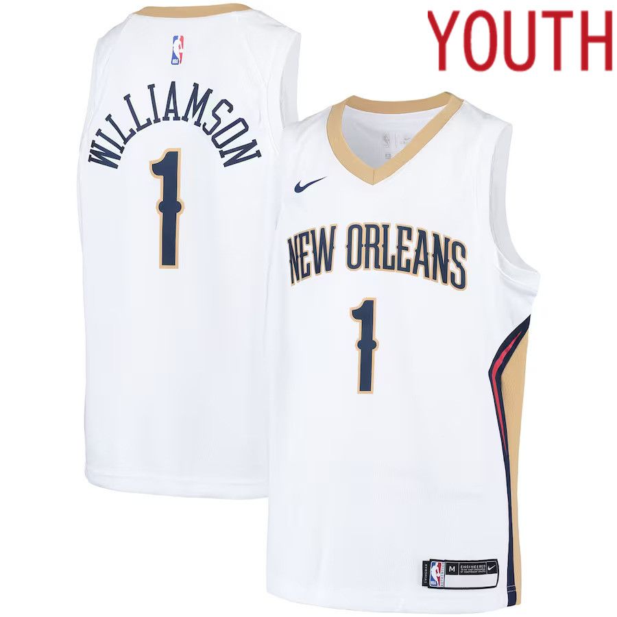Youth New Orleans Pelicans #1 Zion Williamson Nike White Association Edition Swingman Player NBA Jersey->youth nba jersey->Youth Jersey